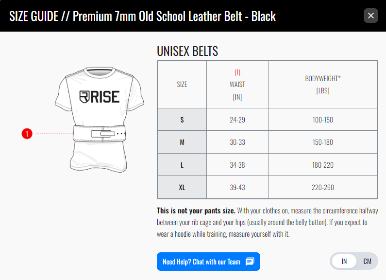 Rise Premium 7mm Old School Leather Belt Black