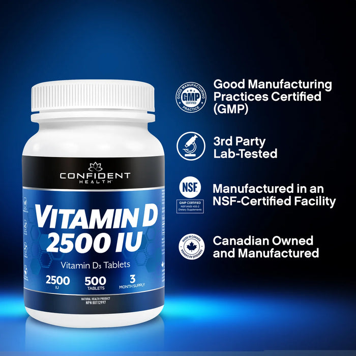 Confident Vitamin D 2500IU 500 Tablets