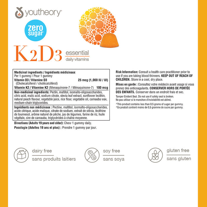 Youtheory K2D3 Gummies 60 count